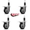 Service Caster 4'' Black Poly Swivel 1-1/2'' Expanding Stem Caster Set Total Lock Brake, 4PK SCC-EXTTL20S414-PPUB-BLK-112-4 - alternate 2